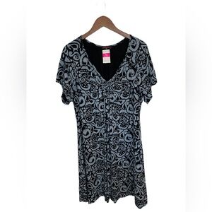 NWT Fresh Produce Wander Emma Dress Women’s 2X Black Print Short Sleeve Travel